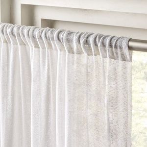 2 CB2 White Net Curtain Panels 48”x120”
